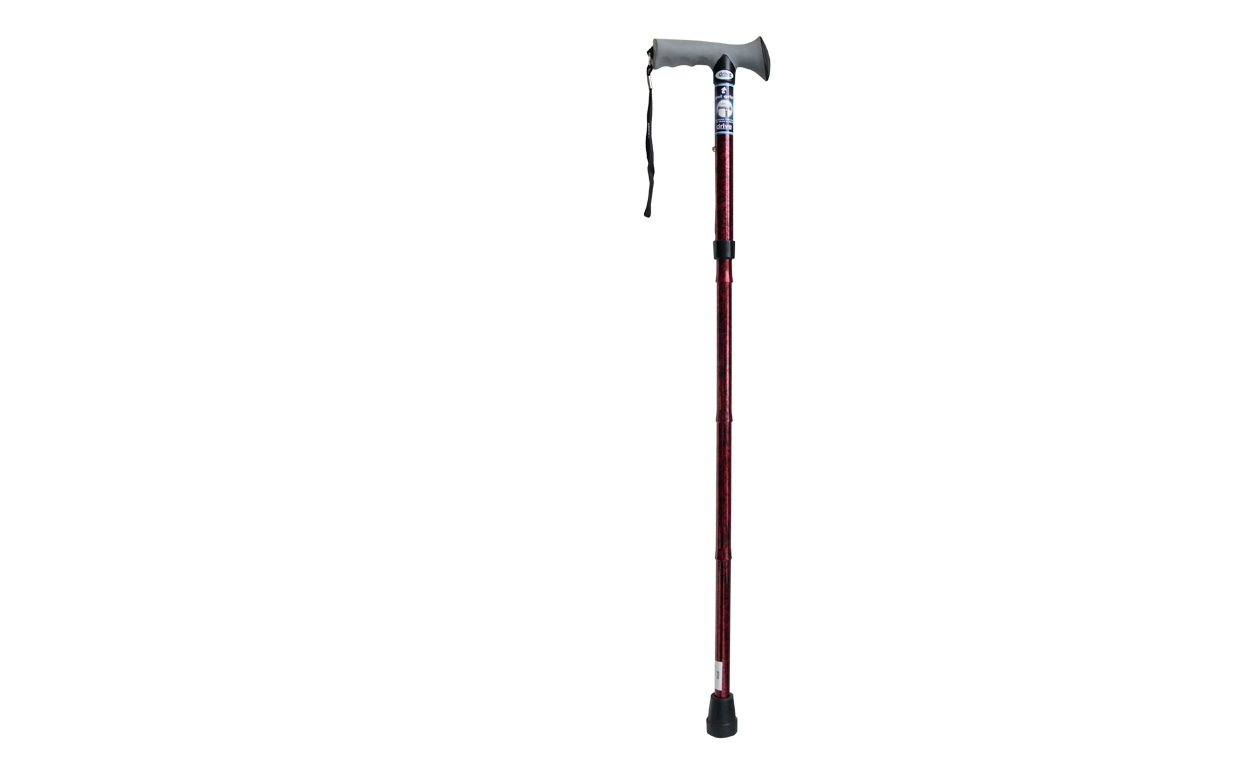 Opvouwbare wandelstok met gel handvat rood