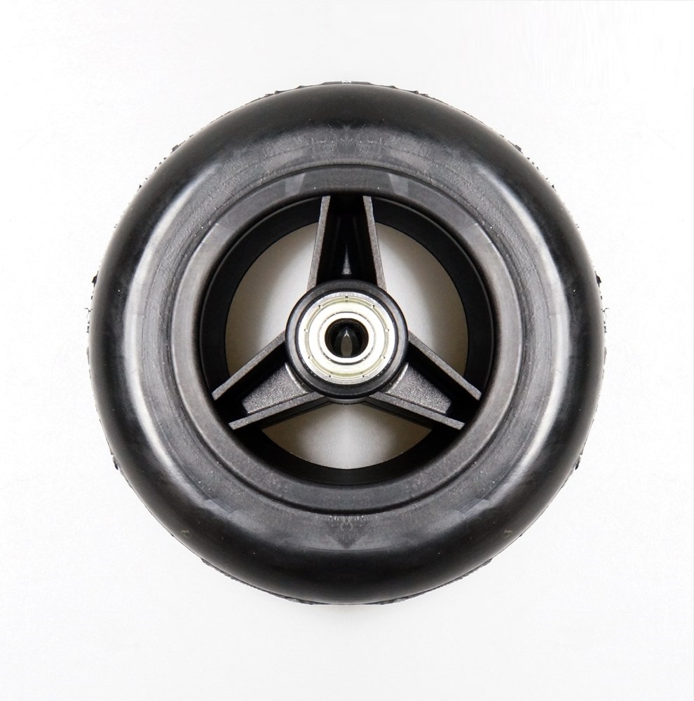 Rubber wiel 125 x 32 naaf lengte 36mm zwarte band