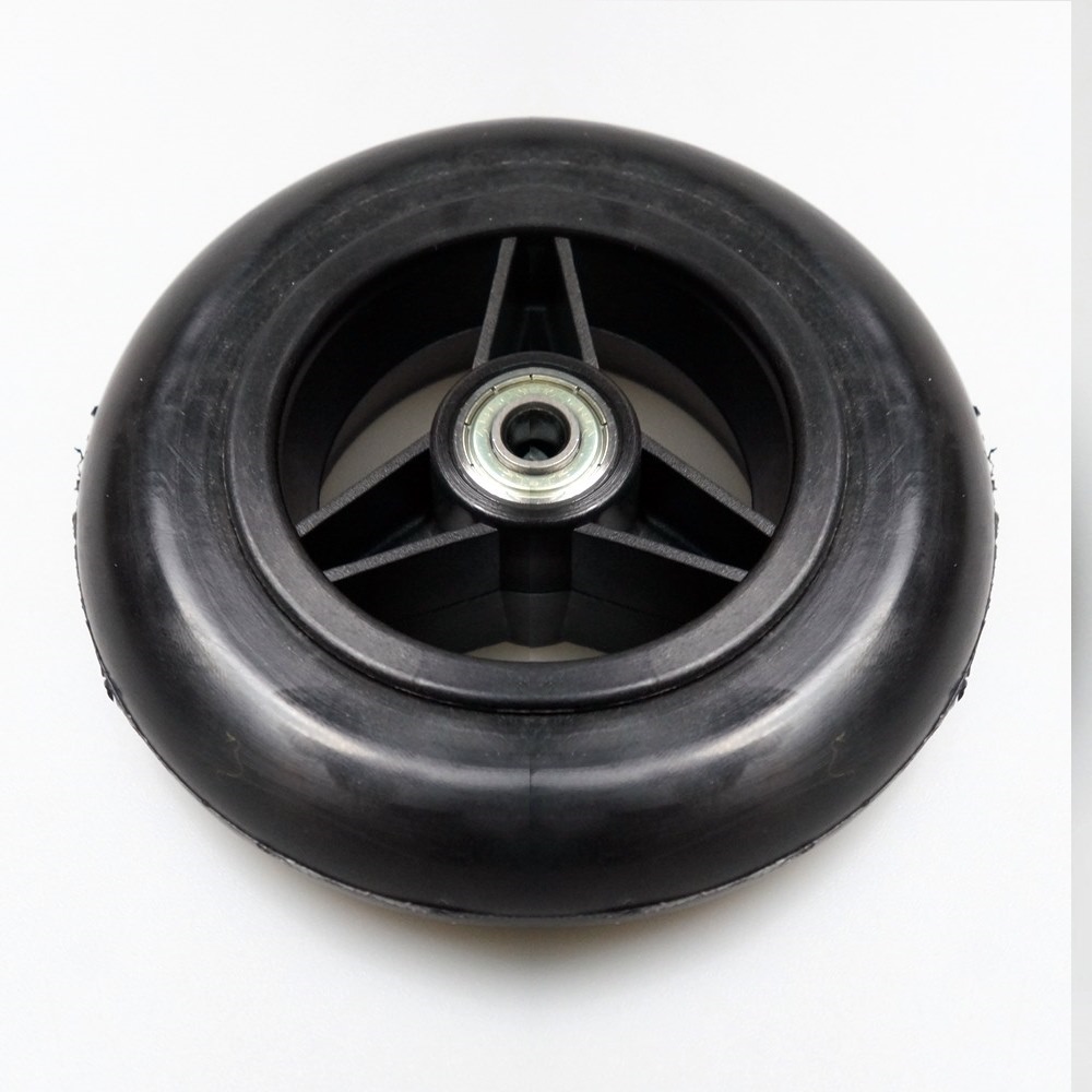 Rubber wiel 125 x 32 naaf lengte 36mm zwarte band - Afbeelding 2