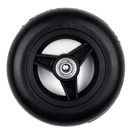 Rubber wiel 125 x 32 naaf lengte 36mm zwarte band - Afbeelding 3