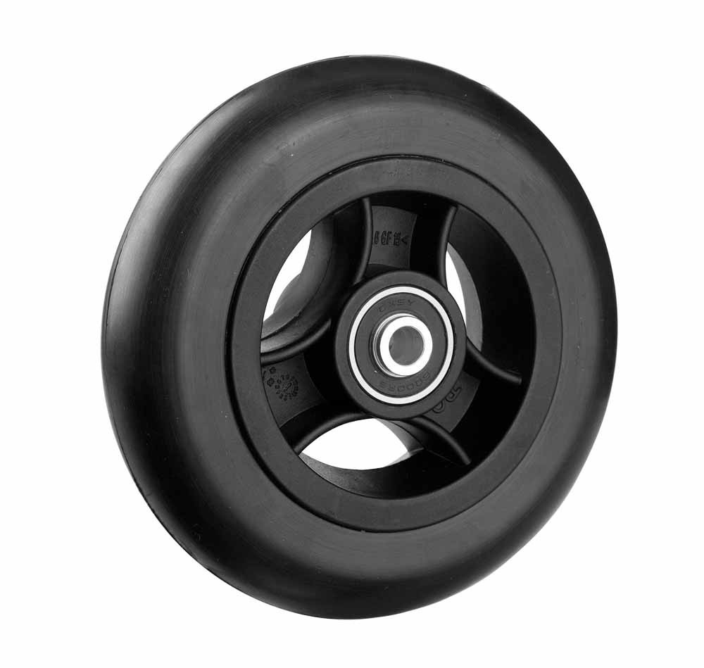 Rubber wiel 125 x 32 naaf lengte 36mm zwarte band - Afbeelding 5