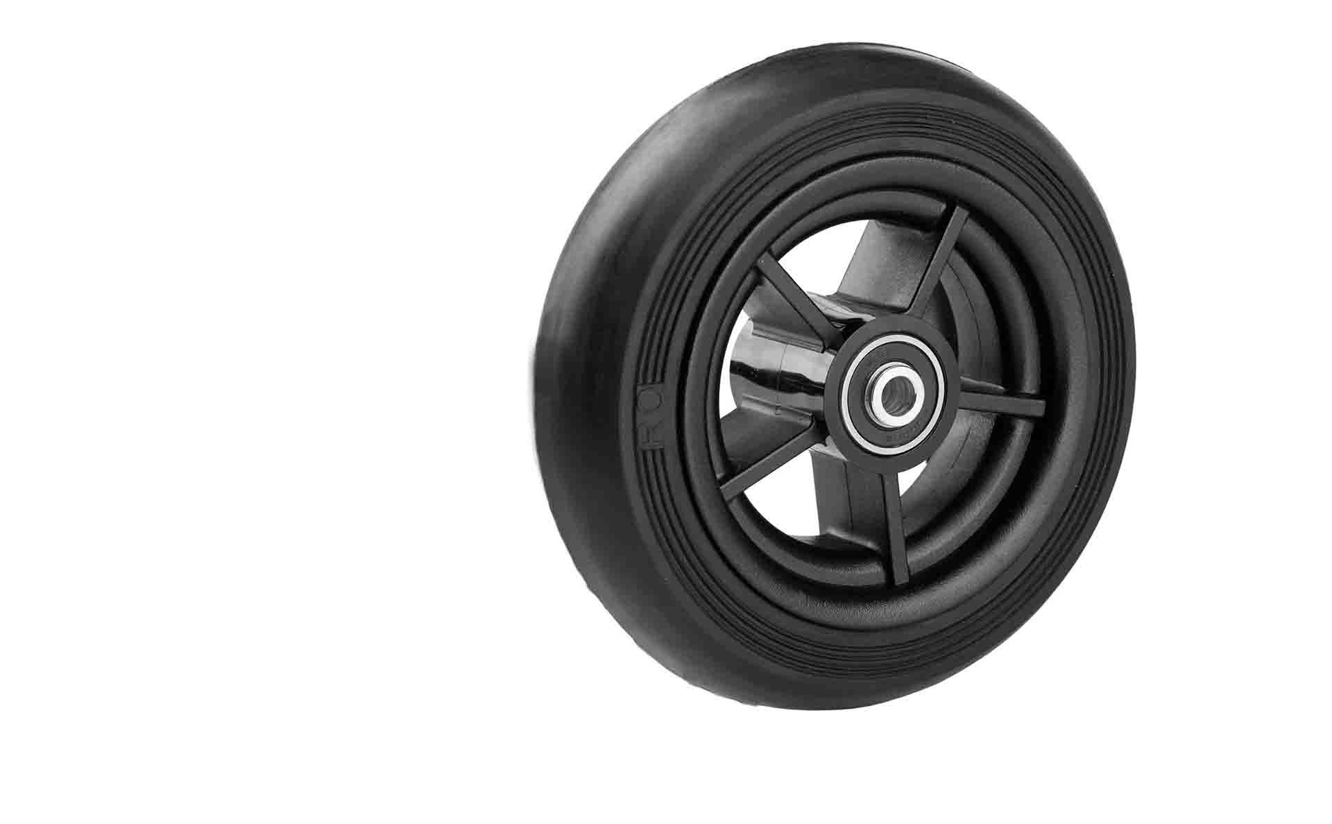 Rubber wiel 140 x 40 naaf lengte 46 mm zwarte band