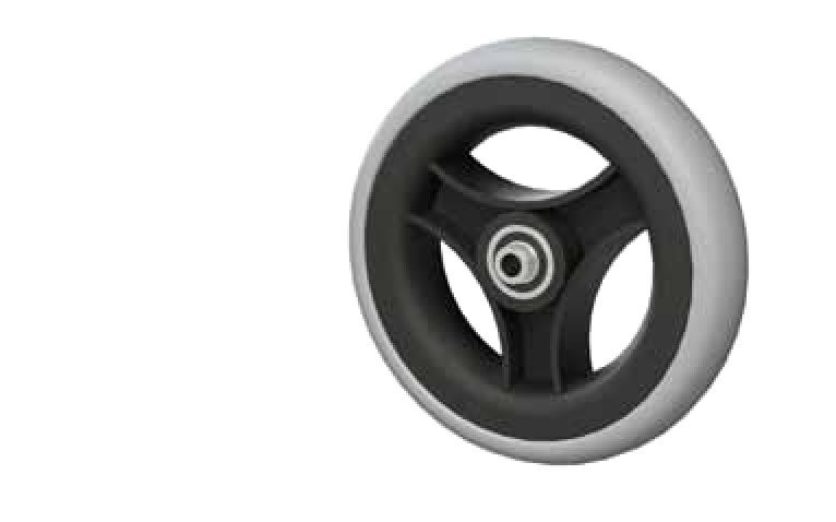 Rubber wiel 150 x 33 naaf lengte 46 mm
