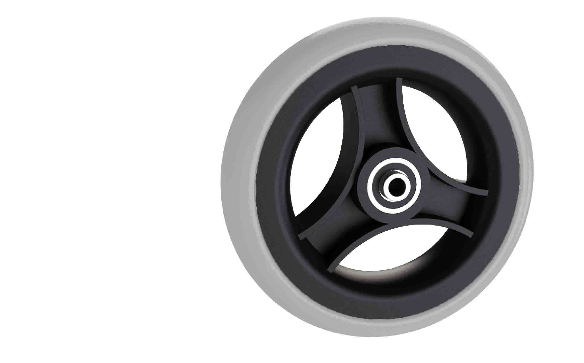 Rubber wiel 150 x 33 naaf lengte 36 mm