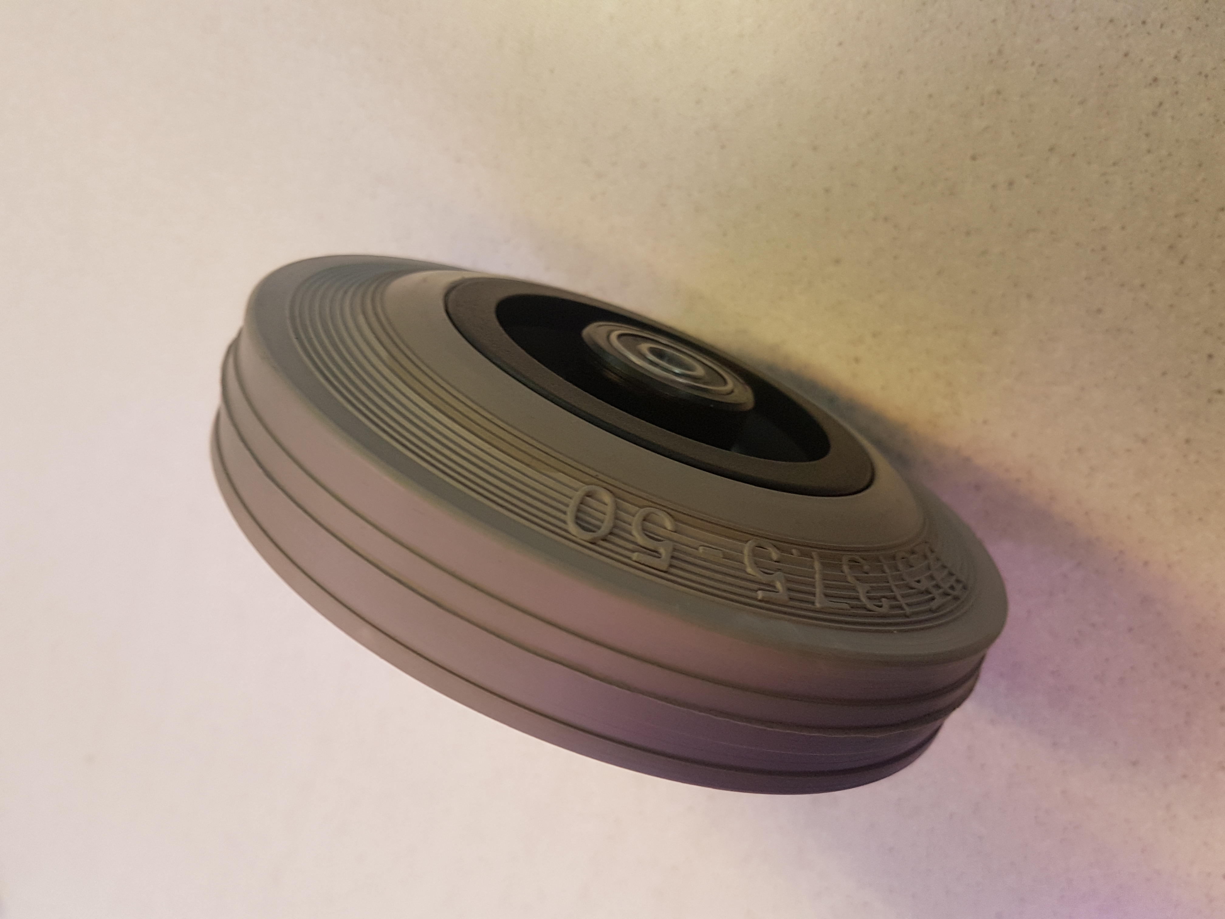 Rubber wiel 125 x 37,5 naaf lengte 42mm, grijze band - Afbeelding 2