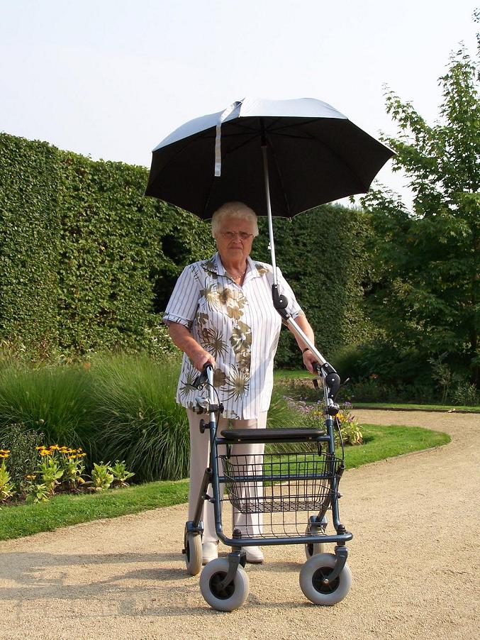 Rollator/Rolstoel paraplu, incl. bevestiging, kleur: Zilver - Afbeelding 3