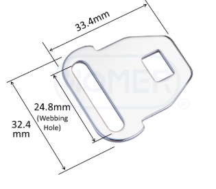 Veiligheidsgordel met pensluiting 24.8mm, staal (mannelijk) - Afbeelding 2