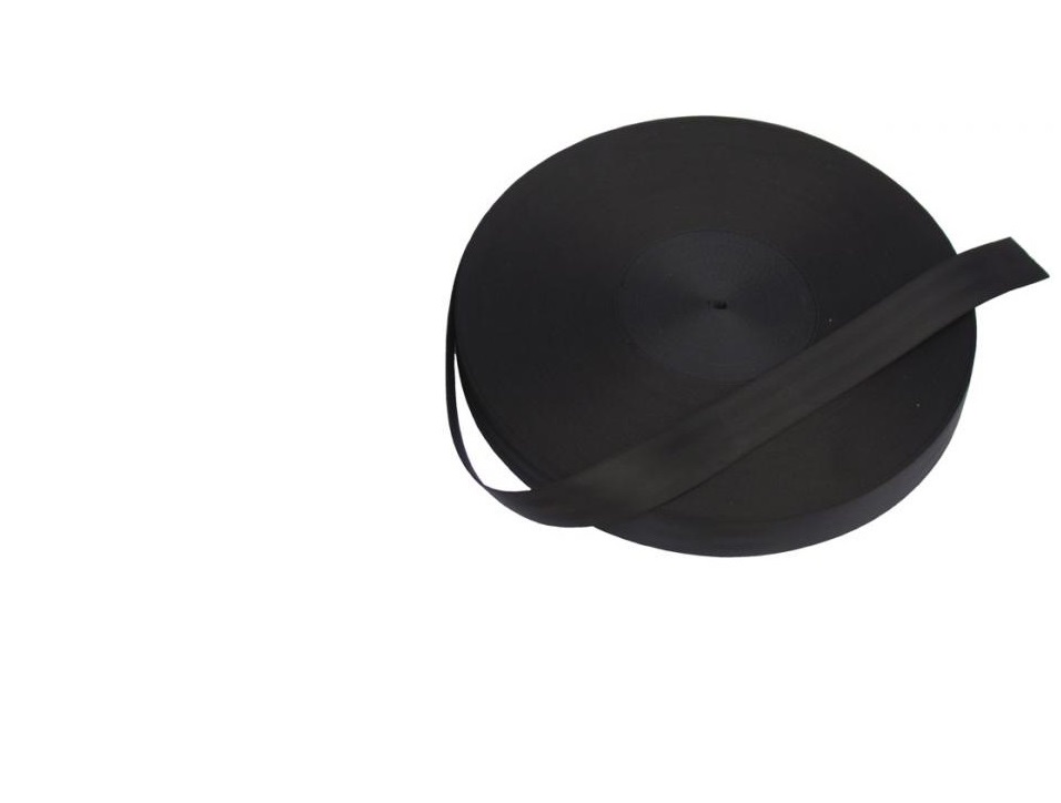 Veiligheidsgordelband, zwart, breedte 50mm lengte 25 meter