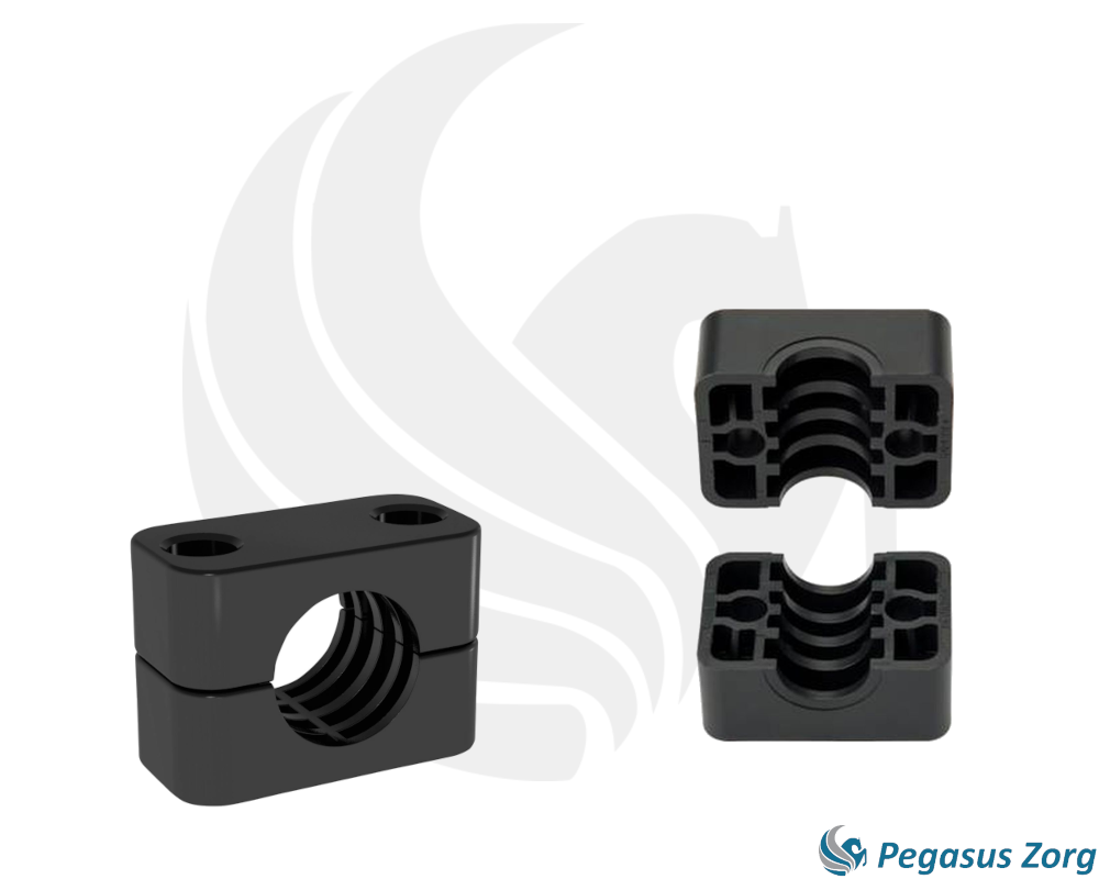 Klemblok leidingbeugel 19mm kunststof zwart (per set)