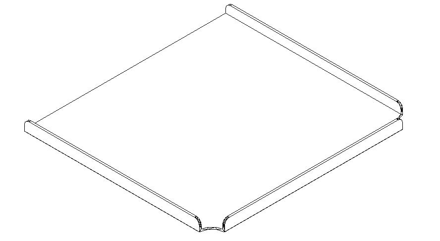 Werkblad (buikuitsparing) 8mm 650 x 490 mm opstaande rand