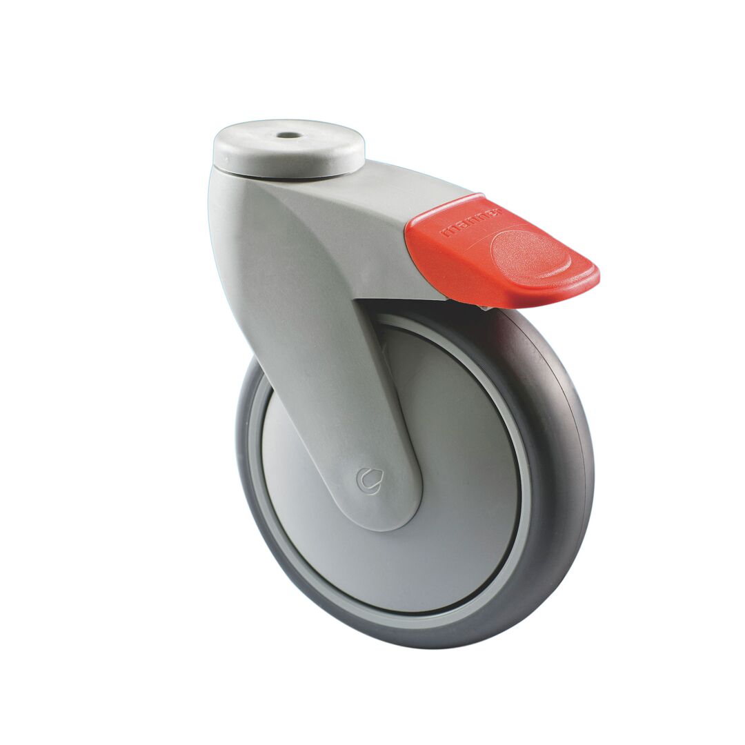 Zwenkwiel 75mm PU geremd (10mm) comfort t.b.v. douchestoel - Afbeelding 2