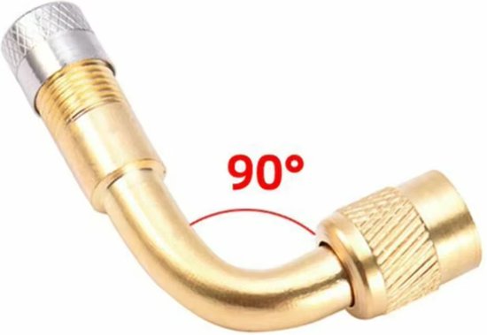 Verloopnippel 90 graden, autoventiel (AV) - Afbeelding 2