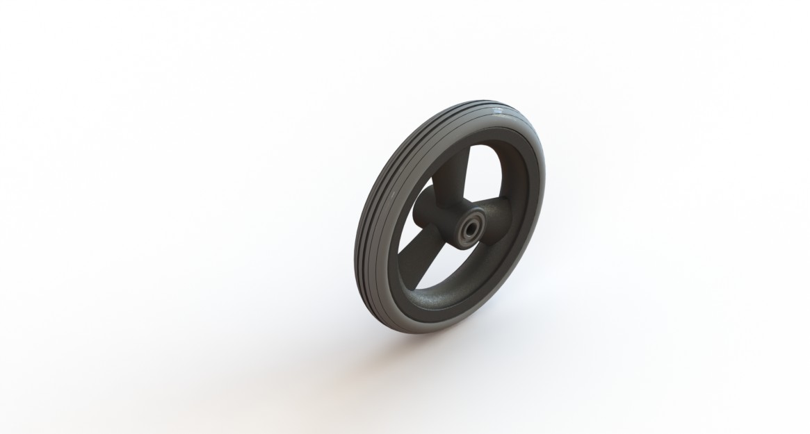 Wiel 175 x 25 (7") PU band, naaflengte: 44mm