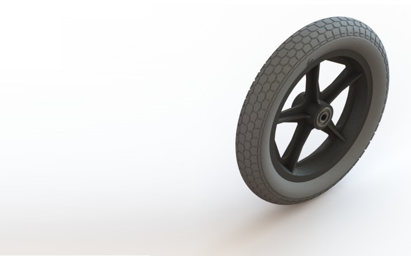 Wiel 12" PU band grijs M28 , 5 spaaks, naaflengte 48mm