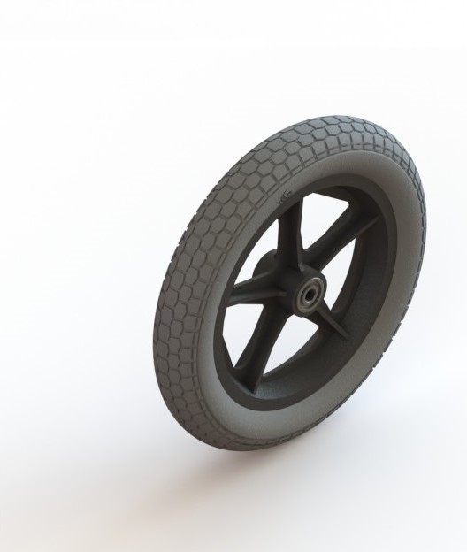 Wiel 12" PU band grijs M28 , 5 spaaks, naaflengte 48mm - Afbeelding 3