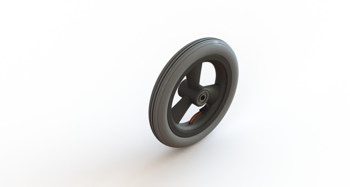 Wiel 200 x 30 (8") luchtband grijs impac, naaflengte: 44mm