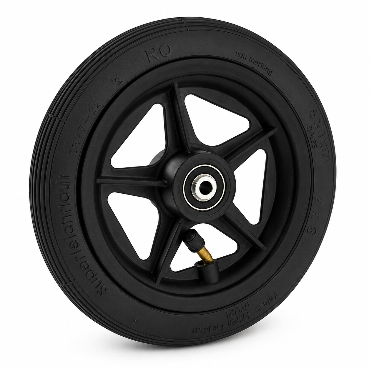 Wiel 200 x 30 (8") luchtband zwart impac , naaflengte: 44mm