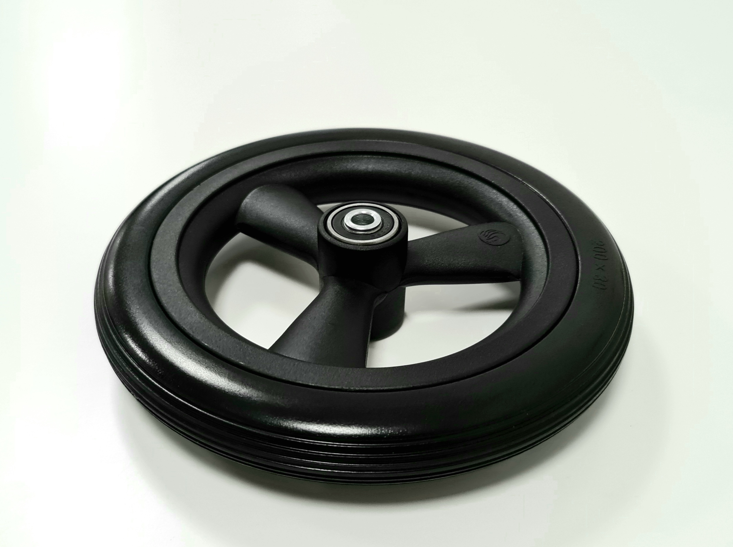Wiel 200 x 30 (8") PU band zwart, naaflengte: 44mm - Afbeelding 2