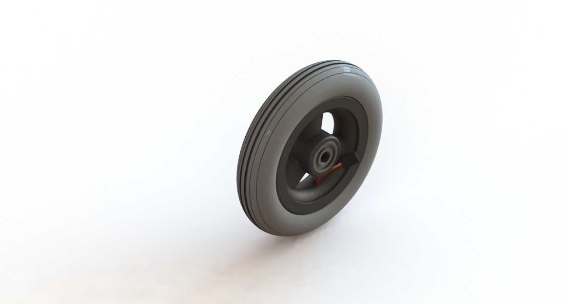 Wiel 150 x 30 (6") luchtband grijs, naaflengte: 36mm