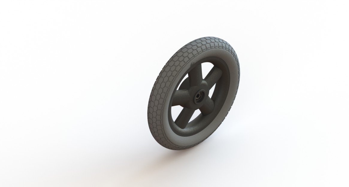 Wiel 12" PU band grijs, holle spaak (remnaaf)