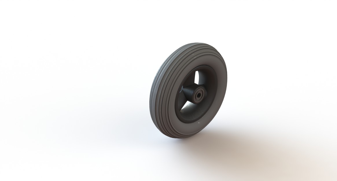 Wiel 175 x 40 (7") PU band grijs, naaflengte: 60mm