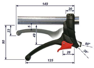 Remhendel met parkeerstand, 4 standen 22mm