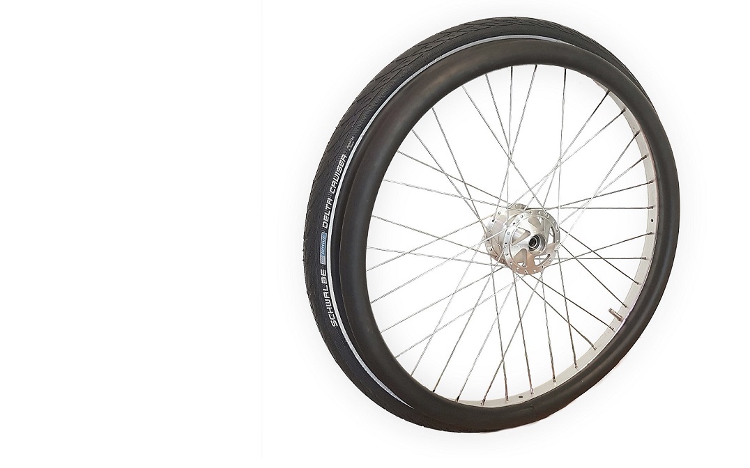 Wiel 24" luchtband band zwart, gespaakt met ErgoGrip hoepel - Afbeelding 2
